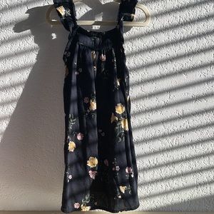 Black Floral Print Toddler Girl Dress